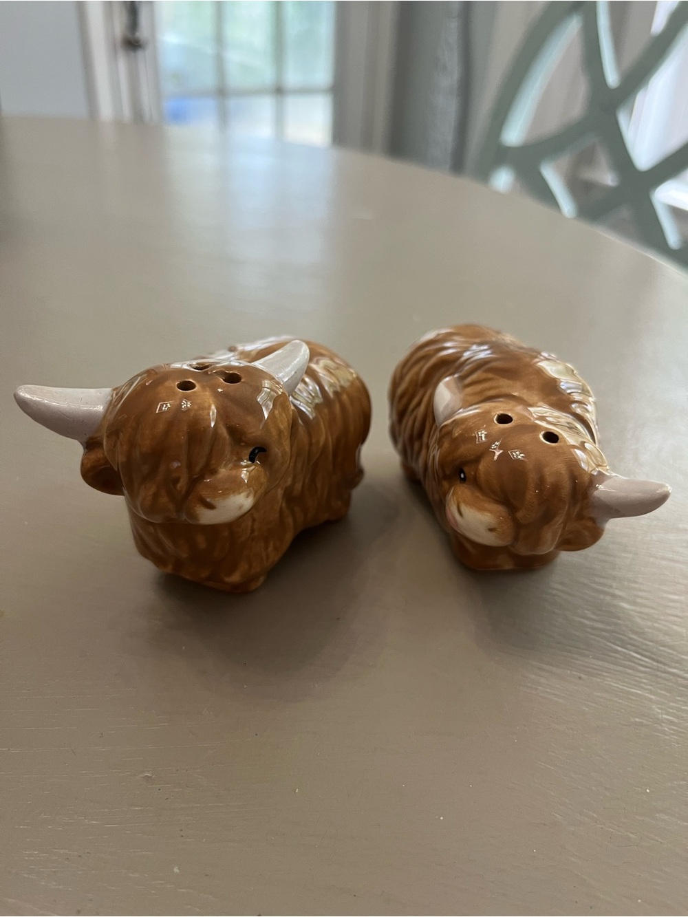 Ceramic Highland Cow Salt & Pepper Shakers - Brown